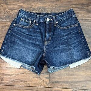 Old Navy Dark Indigo Denim Women's Frayed Hem Shorts